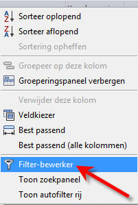 filter bewerken